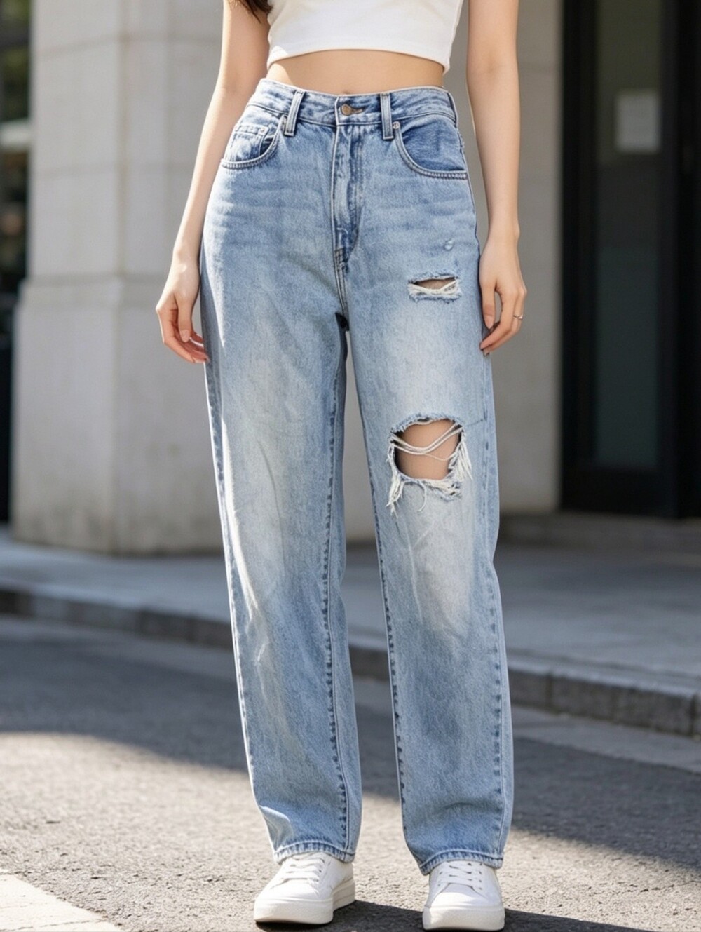 Levi's High Loose Taper Jeans Size 27  Distressed High Rise Boyfriend Denim